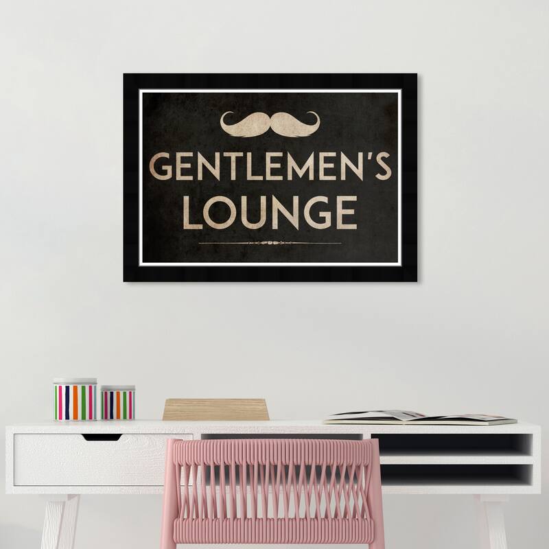 Gentlemen's Lounge TJX Modern Gold Framed Wall Art Print for Man Cave