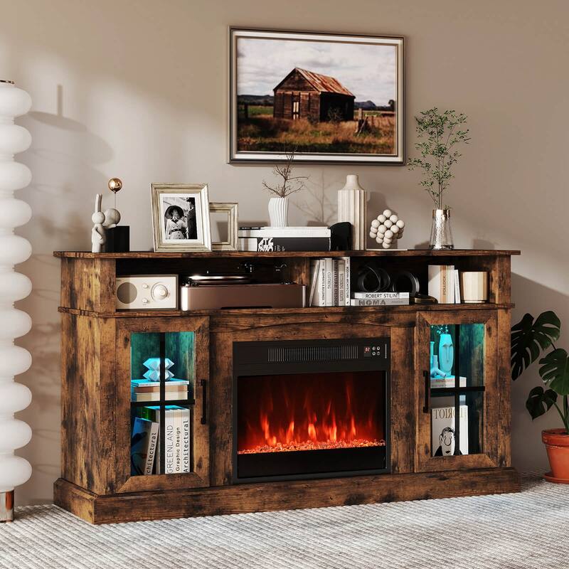 Costway 58" Fireplace TV Stand with LED Lights Entertainment Center - See Details