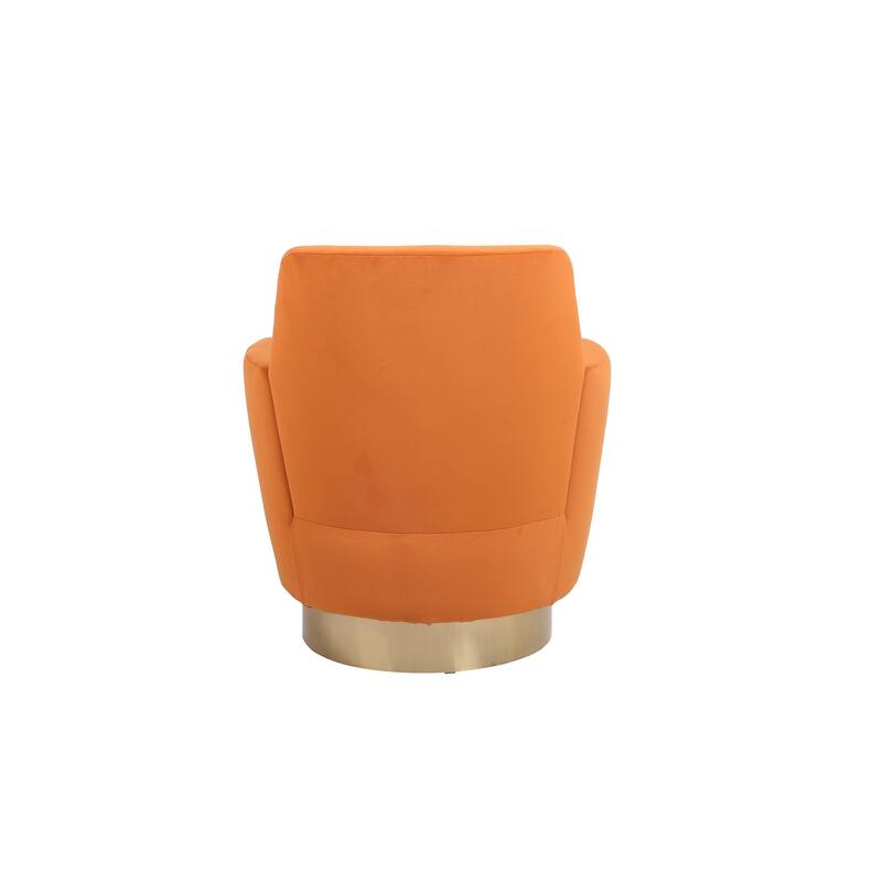 Swivel Accent Chairs Armchair for Living Room, Reading Chairs , Round Barrel Chairs with Gold Stainless Steel Base