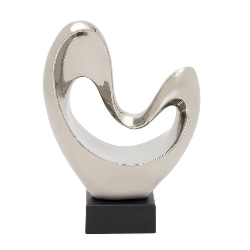 Polystone Abstract Heart Decorative Sculpture with Black Base - Silver, Copper - Roche River Decor