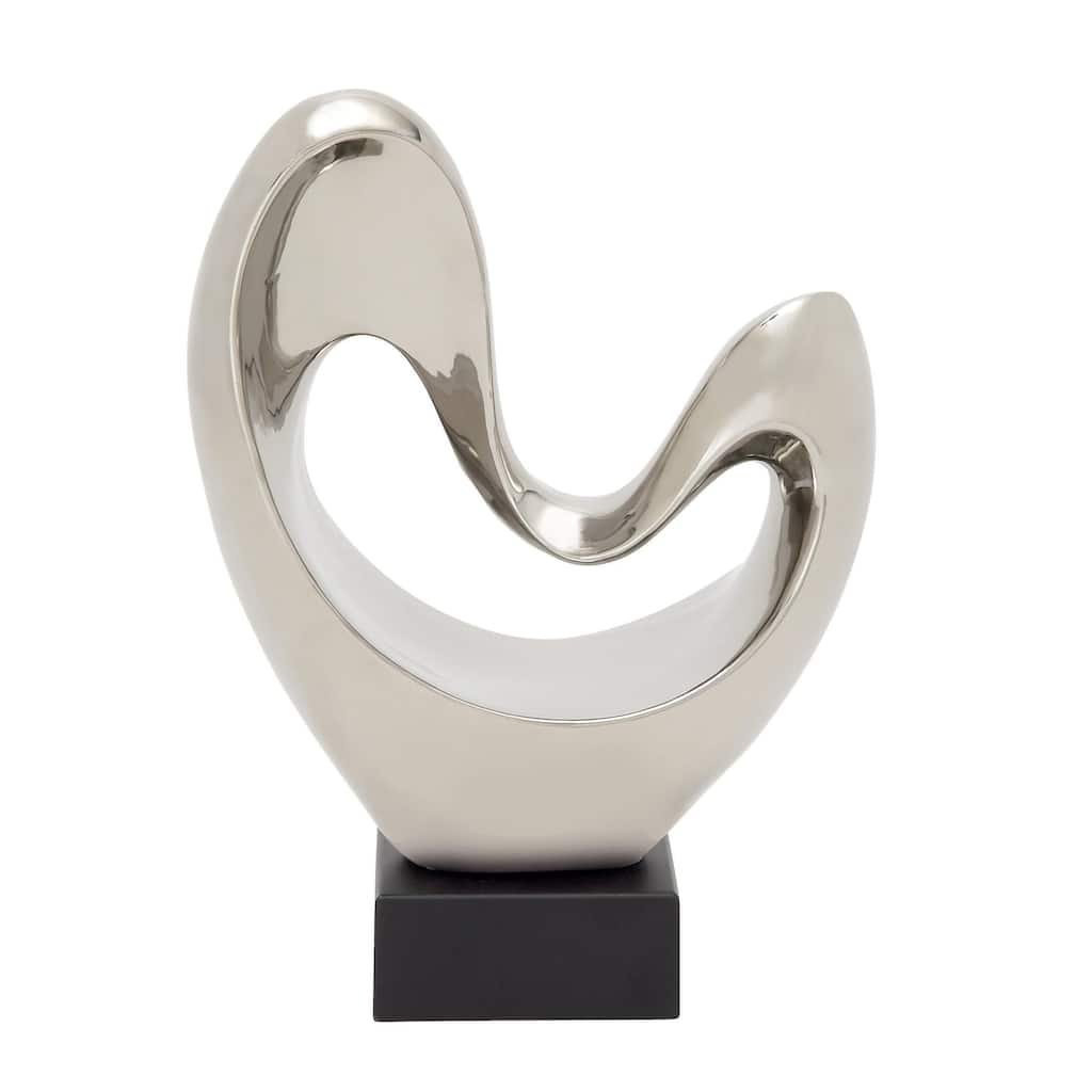 Polystone Abstract Heart Decorative Sculpture with Black Base - Silver, Copper - Roche River Decor