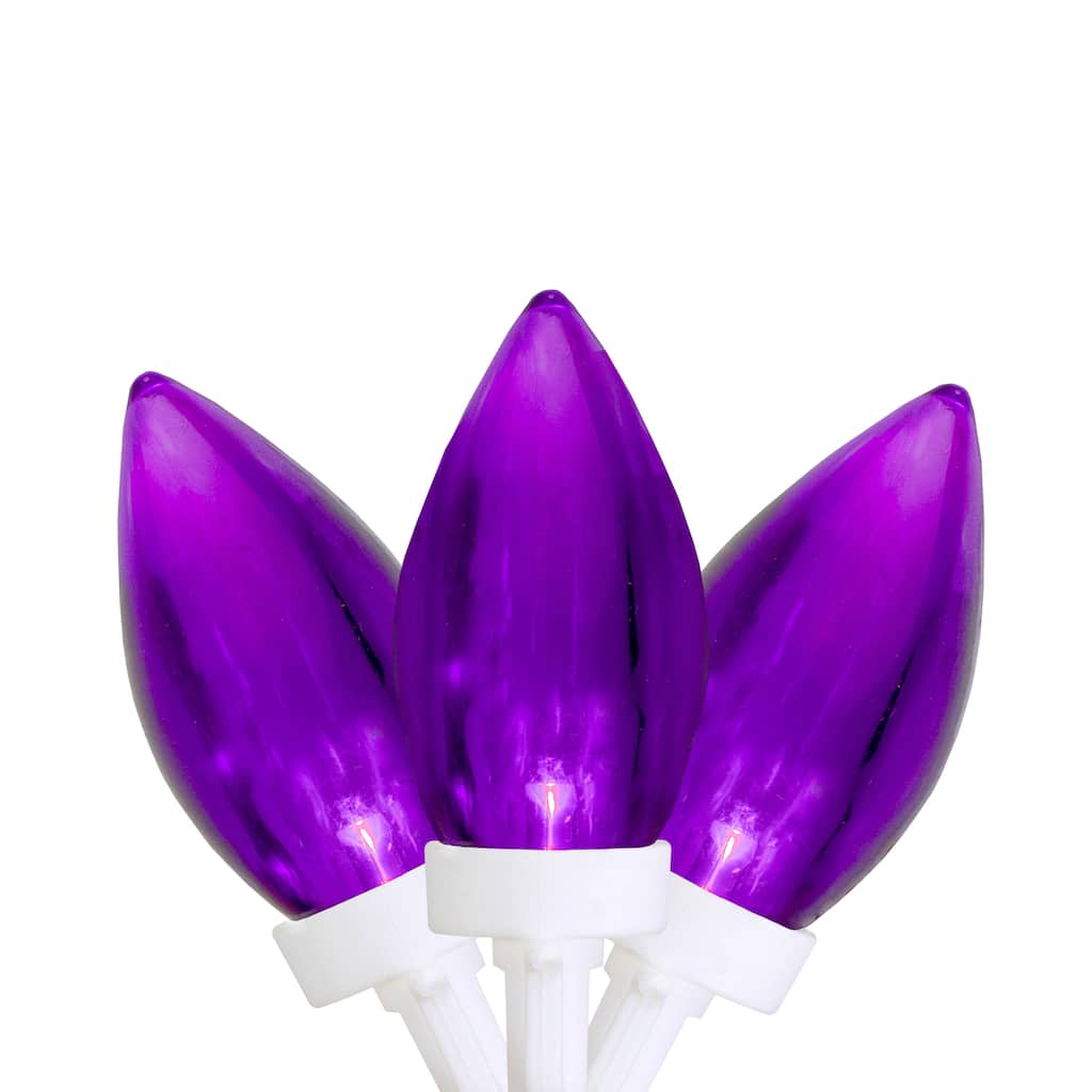 LED C9 Christmas Lights - Purple - 16' White Wire - 25ct
