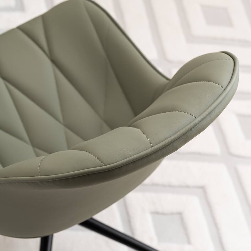 Armless Swivel Office Chair, Faux Leather Task Chairs with Wheels