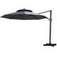 preview thumbnail 11 of 42, Crestlive Products 12ft Round Double Top Cantilever Patio Umbrella with 7-position Adjustment Dark Gray
