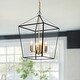 Thumbnail 1, 4-Light Brass Lantern Pendant with Clear Tempered Glass Panes - W12" x E12" x H19.25".