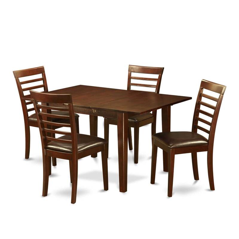 HomeStock 5-Pc Mahogany Finish Solid Wood Top - Dining Room Set - Seats 4