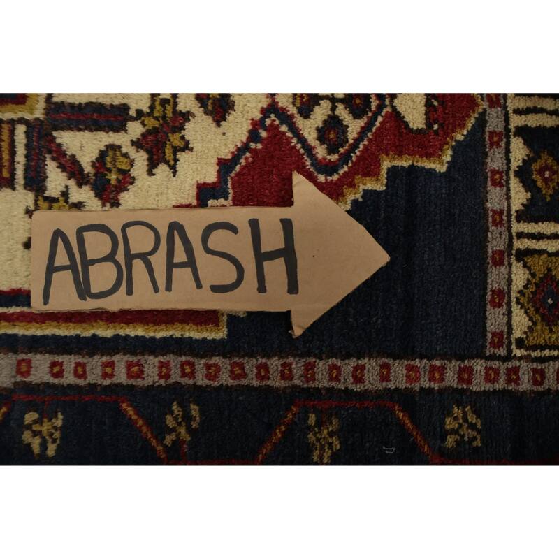 Hand Knotted Oriental 100% Wool Carpet Transitional Geometric Navy Blue & Blues Anatolian Area Rug - 2' 10'' X 1' 9''