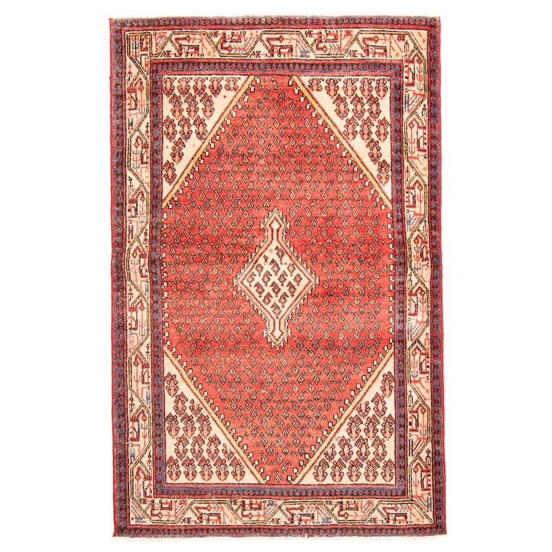 ECARPETGALLERY Hand-knotted Andelz Red Wool Rug - 4'2 x 6'8