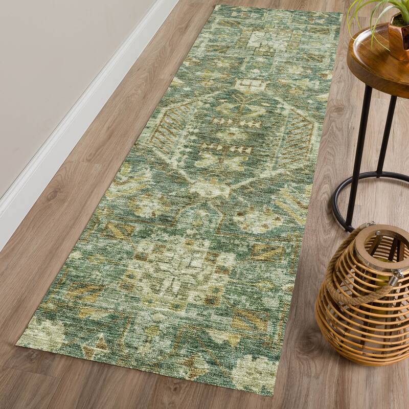 Machine Washable Indoor/ Outdoor Boho Traditional Chantille Rug