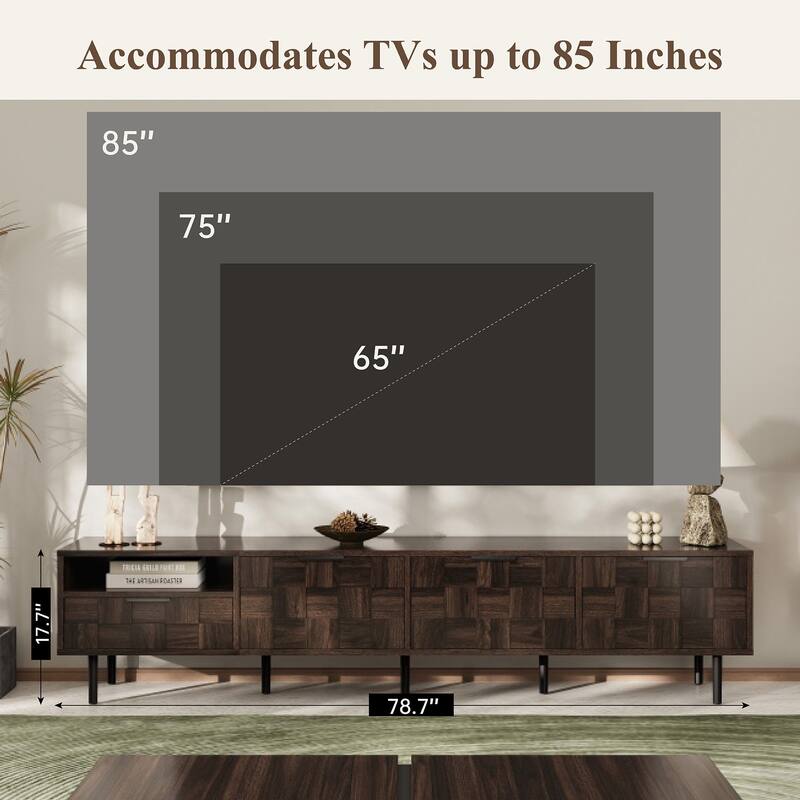 78 " Mid Century Modern Tv Stand For 65+ Inch Tvs, Tv Console With Storage Cabinets, Entertainment Center Storage