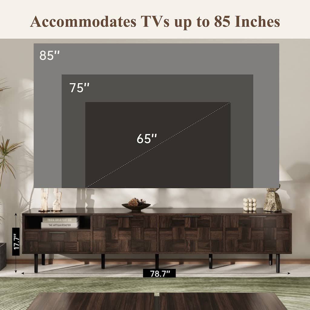 Mid Century Modern TV Stand for 65-85 Inch Televisions, Media Cabinet TV Console Table Living Room Entertainment Center