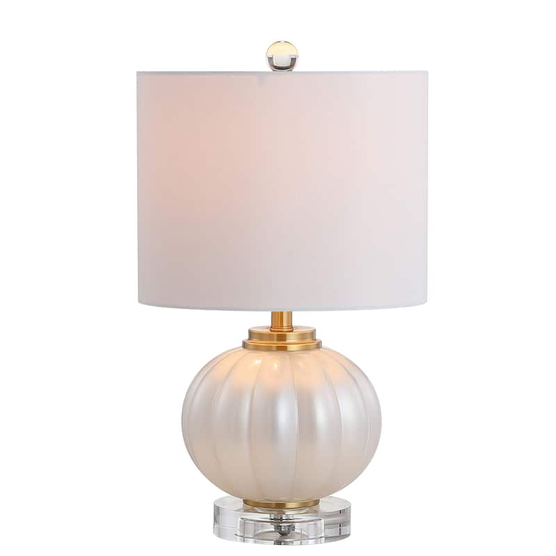 Dana 17.5" Glass/Crystal LED Table Lamp, White/Chrome by JONATHAN Y