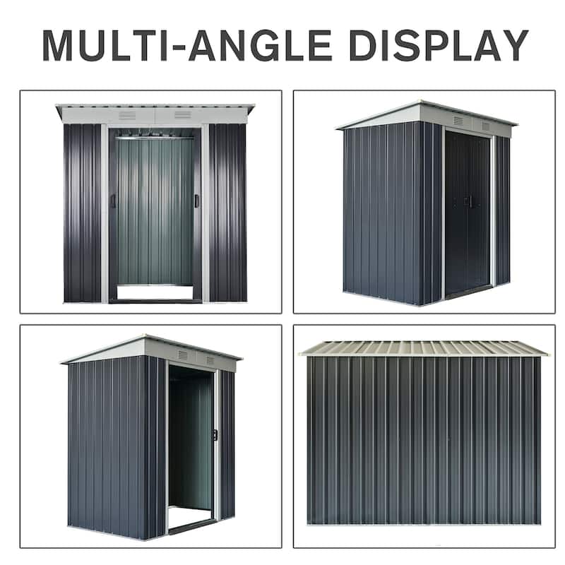 Outsunny 6' x 3.6' Steel Frame Backyard Garden Tool Storage Shed with 2 Air Vents and Dual Locking Doors
