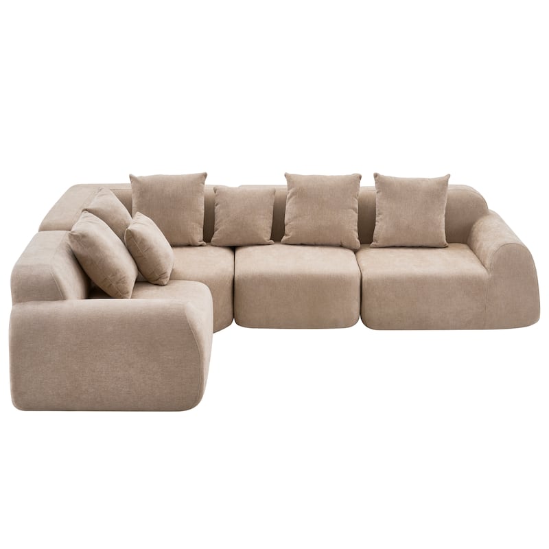 Boneless Sectional Cloud Couch Sofa for Living Room, 118" L-Shape Modular Velvet Sofa Modern Lounge Sleeper Couches with Chaise