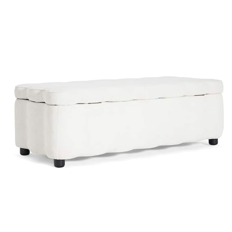 Christopher Knight Home - Milan Modern Velvet Storage Ottoman with Scalloped Design