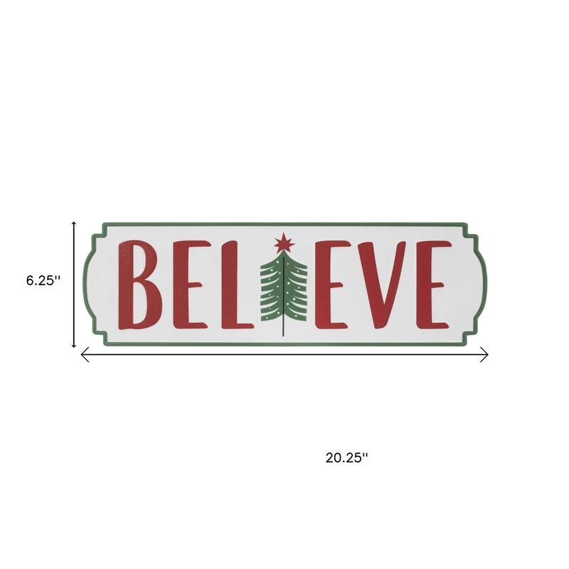 HomeRoots Set of Three White Green And Red Metal Christmas Hanging Text Wall Decor