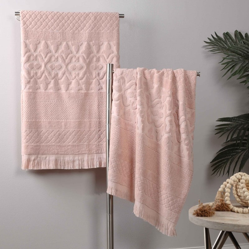 Superior Rolla Cotton Geometric Jacquard Plush Soft Bath Sheet Set of 2