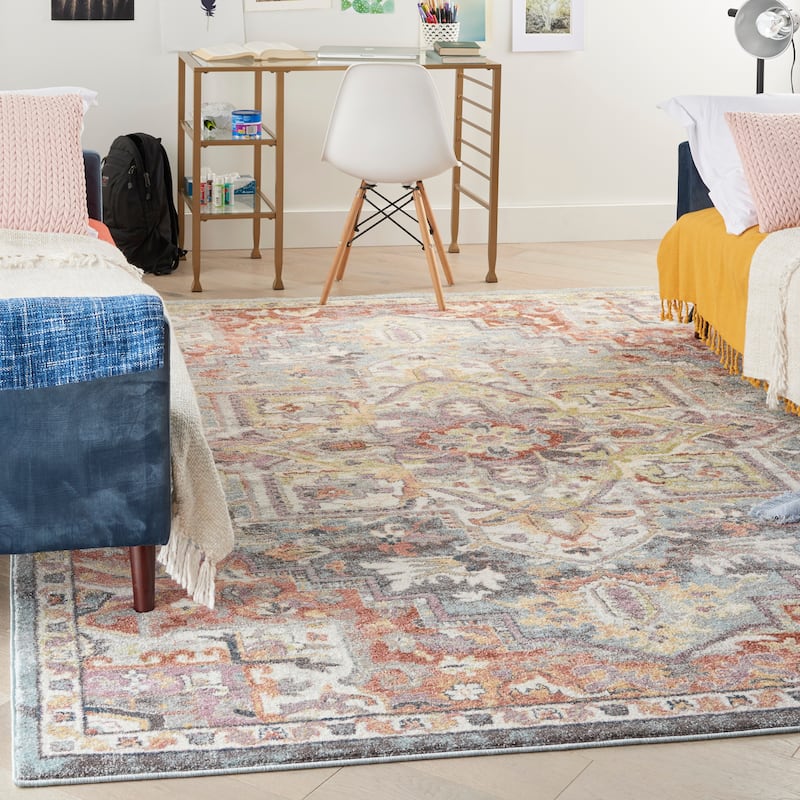 Nourison Soraya Modern Persian Medallion Area Rug - 9' x 12' - Blue/Multicolor - Rectangle