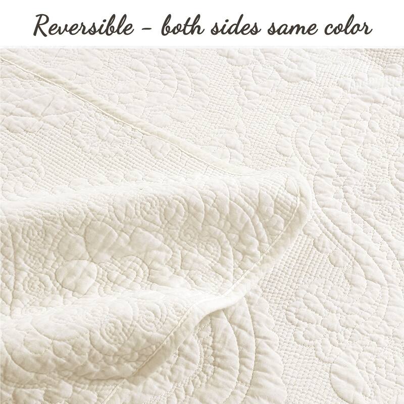 Gracewood Hollow Golding Medallion Cotton Solid (White or Ivory) Quilt Bedding Set