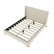 preview thumbnail 6 of 5, Queen Size Wooden Bed Frame,Velvet Upholstered Platform Bed,Cream