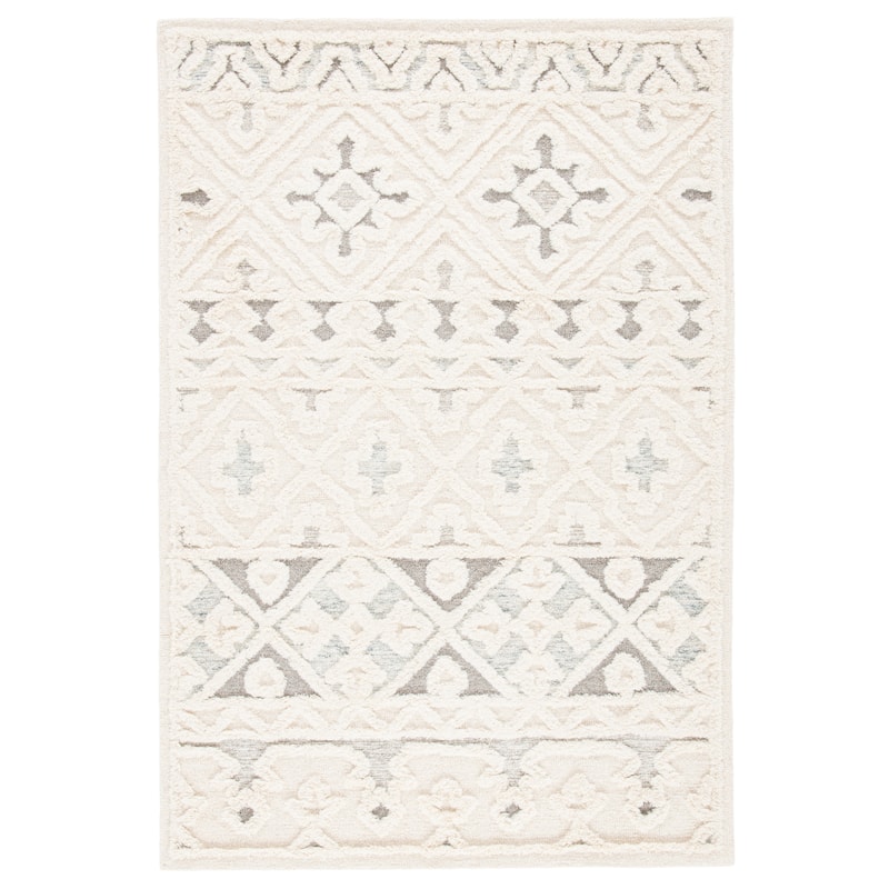 SAFAVIEH Handmade Metro Avantika French Country Wool Rug - 6' Square - Ivory/Grey