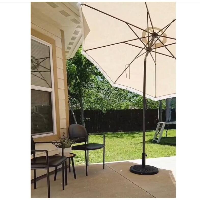 PURPLE LEAF 9 ft Patio Umbrella Outdoor Table Fringe Tassel Umbrellas with Tilt Button