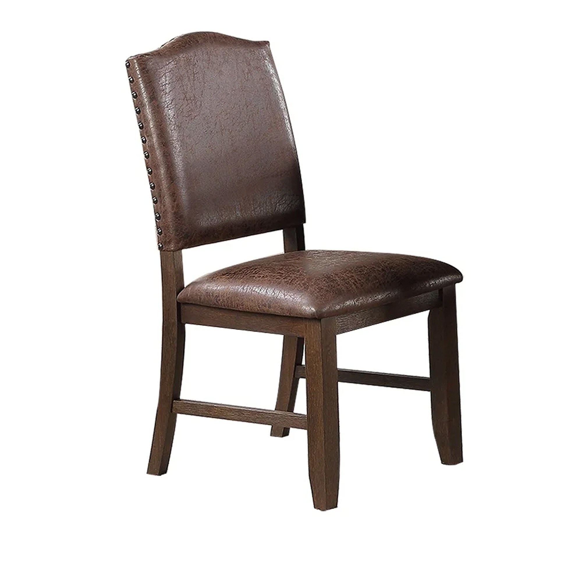 Maci 25 Inch Dining Chair Set of 2 Nailhead Trim Faux Leather