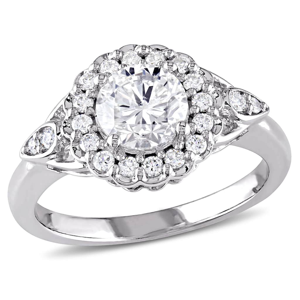 Miadora Signature Collection 14k White Gold 1 1/4ct TDW Diamond Halo Engagement Ring