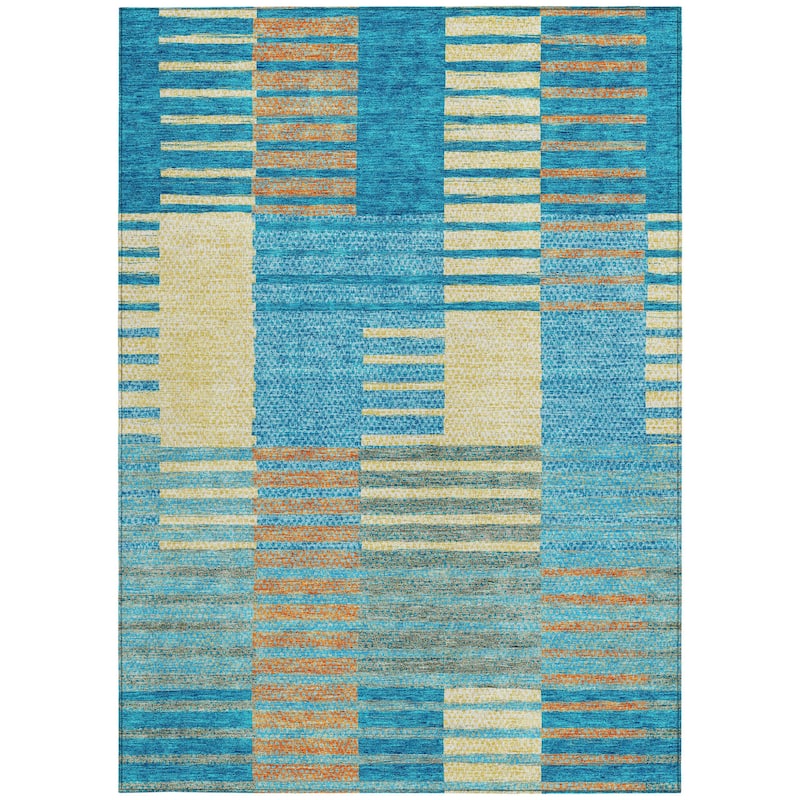 HomeRoots Striped Modern Rectangle Outdoor Rug