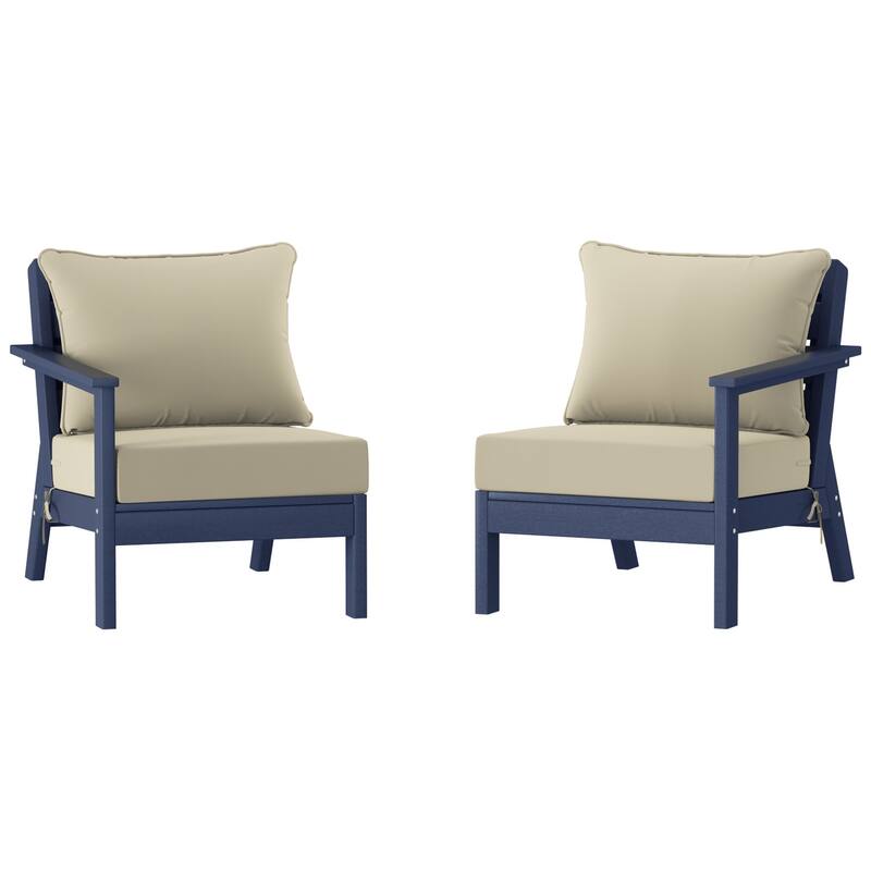 Polytrends Birchwood All Weather HDPE Outdoor Patio Deep Seating Navy Blue Loveseat (2-Piece)