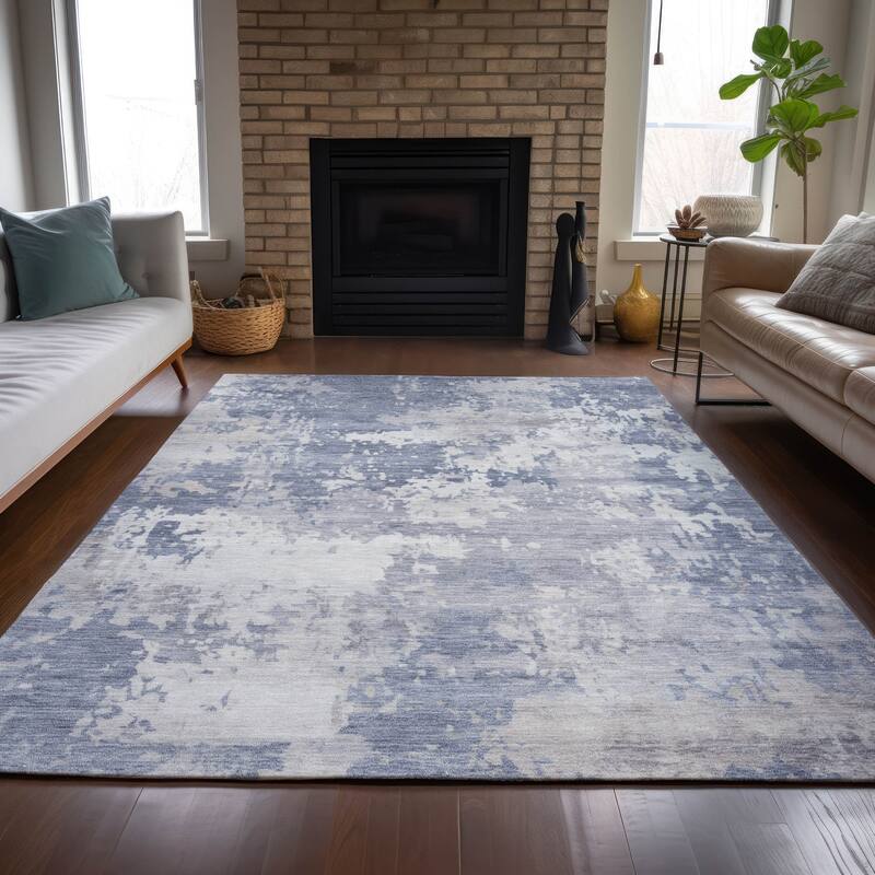 Machine Washable Indoor/Outdoor Contemporary Blend Chantille Rug