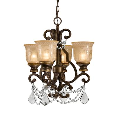 Norwalk 4 Light Clear Crystal Bronze Mini Chandelier - 17'' W x 21'' H