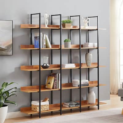 5 Tier Bookshelf Office Bookshelf Metal Frame MDF Board