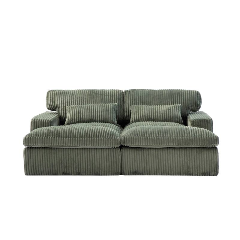 Double Chaise Lounge Chair Indoor,Oversized Upholstered Sleeper Cloud Couch,Deep Seat Sofa Bed,Corduroy Reading Chair Required