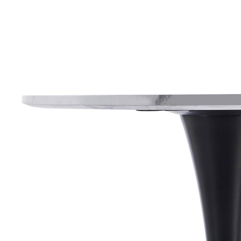 Bristol Modern Solid Wood Top Dining Table with Powder Coated Stainless Steel Pedestal Black Base for Home Kitchen or Restaurant