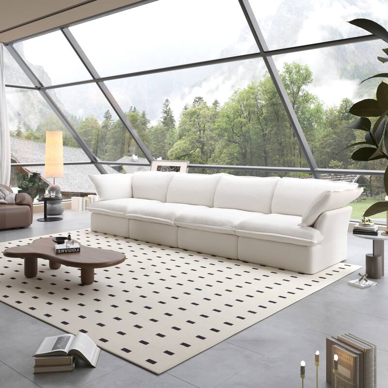 Sectional Couches for Living Room, Modular Sectional Sofa 4 Seat, Cushion Covers Removable - White