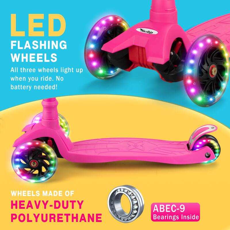 3 Wheel Kick Scooter, Lean-to-Steer Kids Scooter for Kids 3 to 10, Blue