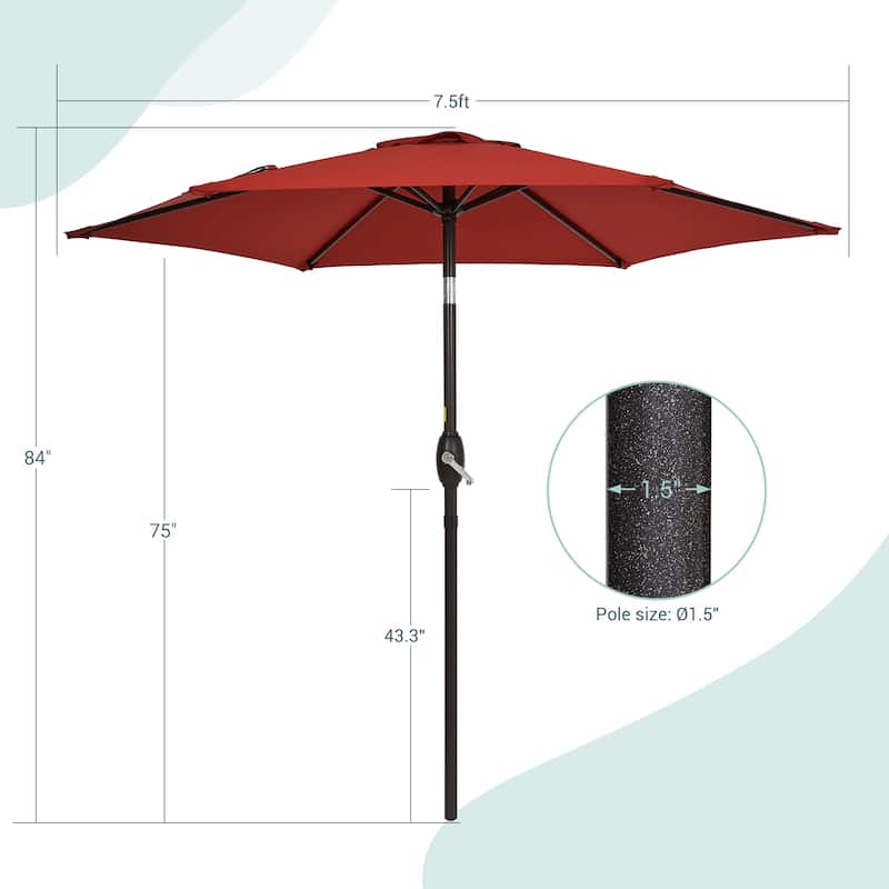 Bonosuki 7.5Ft Patio Market Umbrella Weather-Resistant Table Umbrella