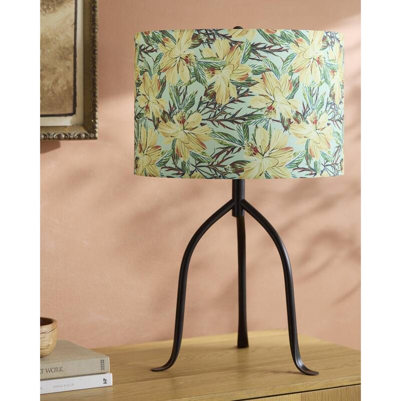 Livabliss Floriva Traditional Accent Table Lamp - 25"H x 15"W x 15"D - Green/Yellow