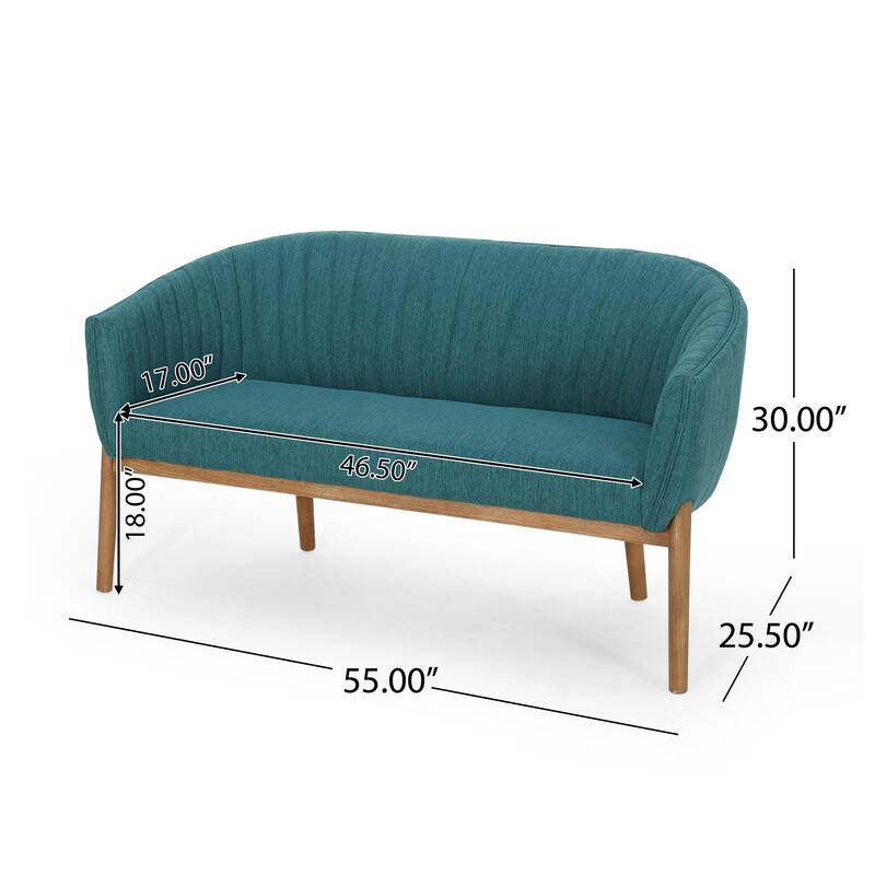 2-Seater Sofa Couch Minimalist Loveseat with Curved Backrest, Leisure Sofa Couch with Wood Legs for Living Room