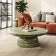 preview thumbnail 42 of 45, Studio London Maddox Single Round Coffee Table Stone Marble Effect 14.5" H x 40" W x 40" D - Fitz Green Marble