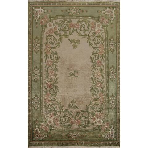 Decorative Floral Nepalese Oriental Area Rug Hand-knotted Wool Carpet - 3'8" x 5'4"