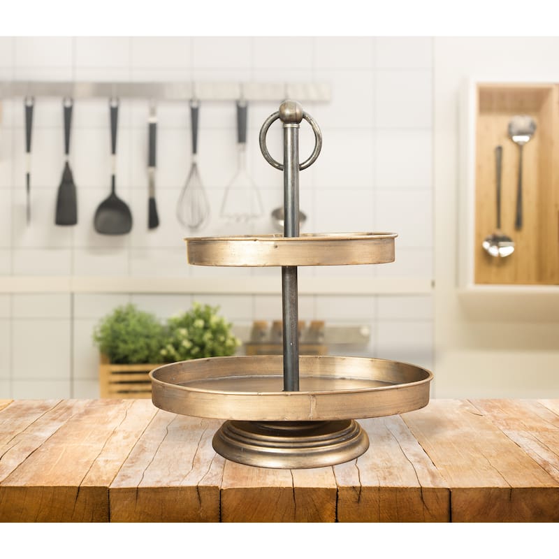 Decorative Metal 2-Tier Tray