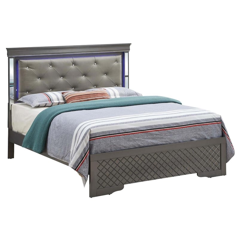 Metallic Black Queen Bed with Transitional Design and Sleek Finish, Stylish Bedroom Furniture for Modern Elegance