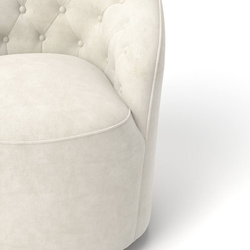 SEYNAR Modern Velvet Upholstered 360 Degree Swivel Barrel Chair with Button Tufted Back