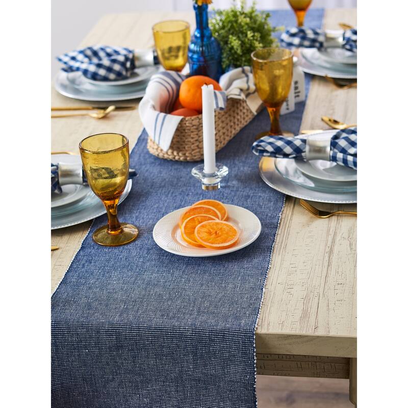 DII Black & White 2-Tone Ribbed Table Runner