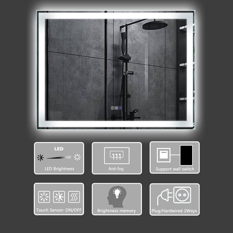Clihome 48 X 36 Inch LED Lighted Bathroom Wall Mounted Mirror - 48"X36"