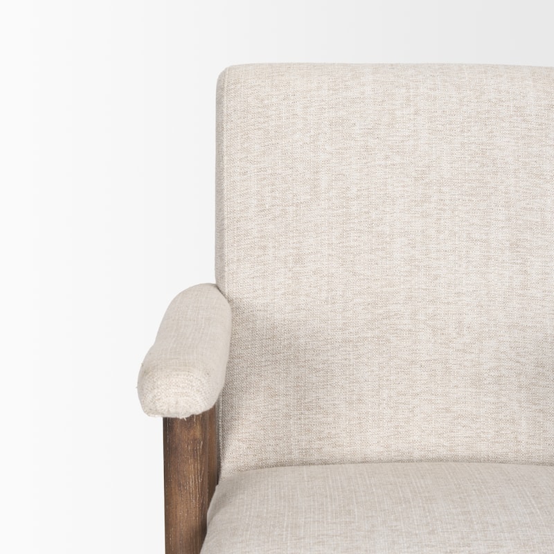 Nico Oatmeal Upholstered w/ Brown Wood Accent Chair - 26.0L x 31.9W x 32.3H
