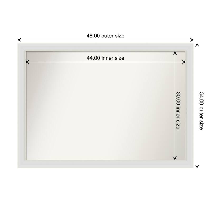 Flair Soft White Narrow Framed Non-Beveled Custom Wall Mirror, Bathroom Vanity Mirror - Outer Size: 48 x 34