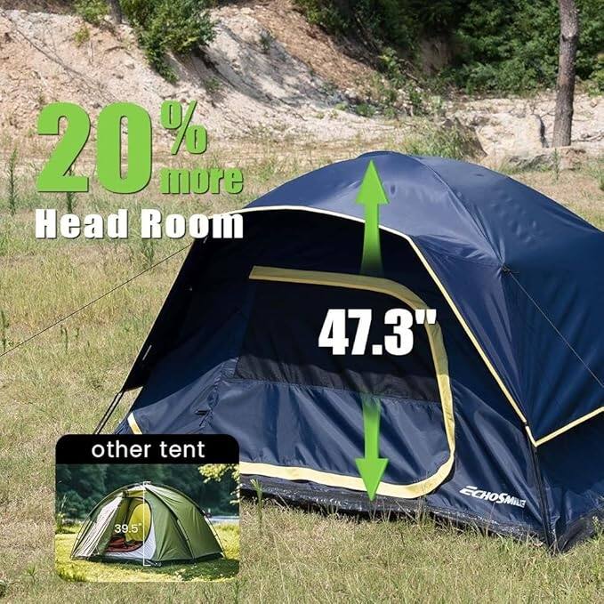 Camping Tent 2/3/4 Person, Waterproof Windproof Double Layer with Rainfly